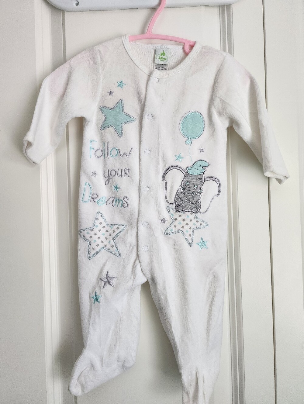 Disney Dumbo Follow Your Dreams White Velour Sleeper
